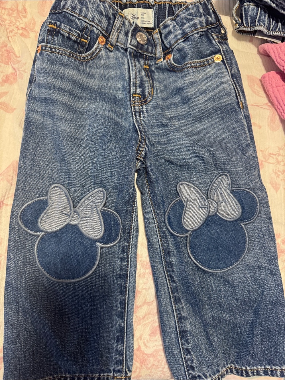 GAP Girls Blue Denim Jeans with Minnie Bow Knee Patches